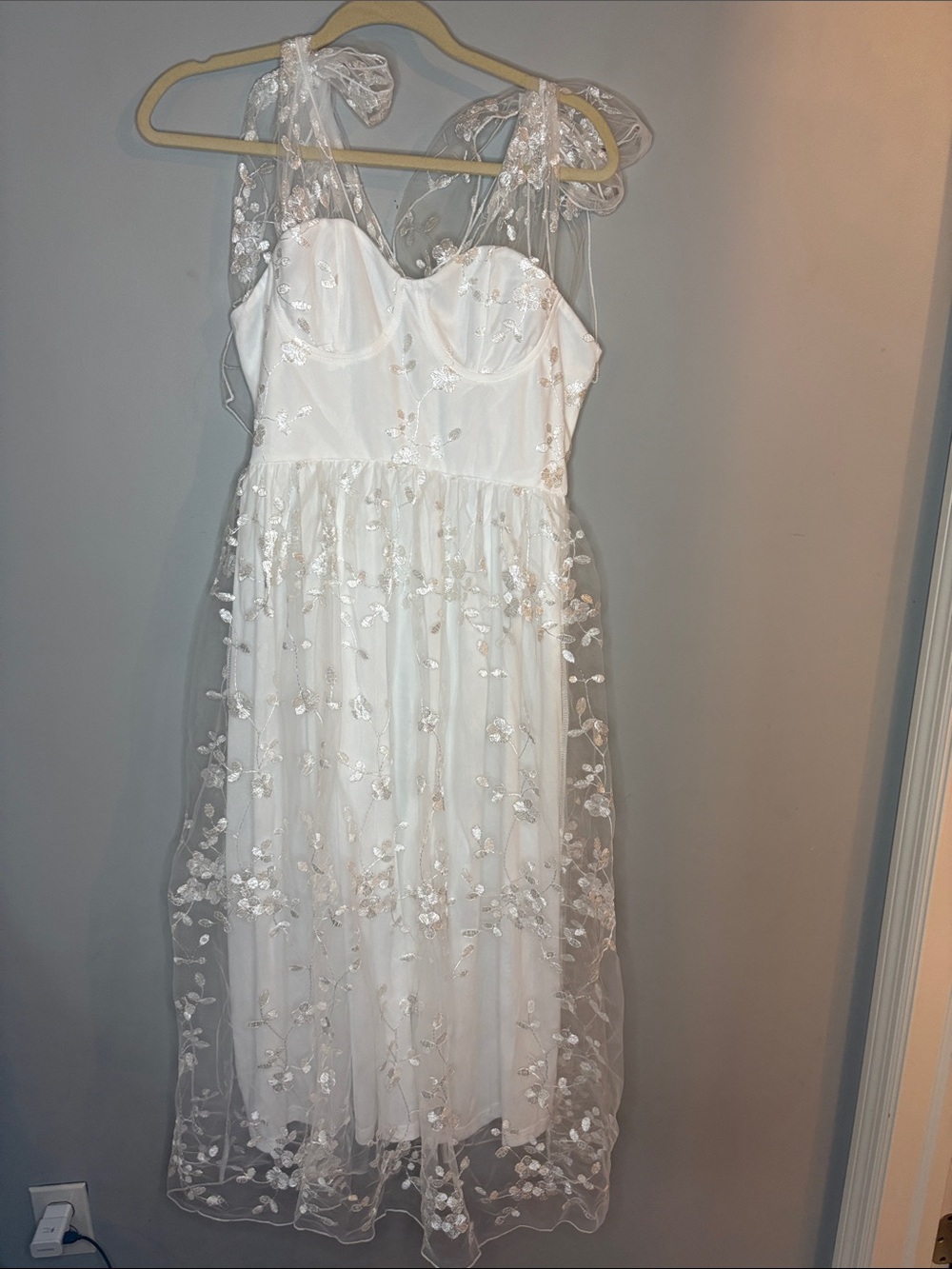 JJs House Ivory Embroidered Tulle Dress